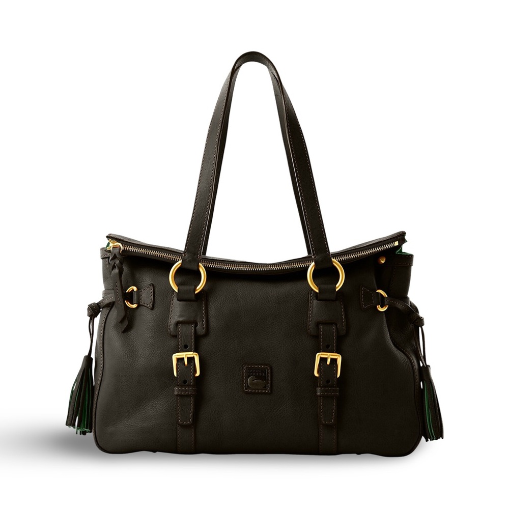 Dooney & Bourke Florentine Leather Double Strap Tassel Satchel